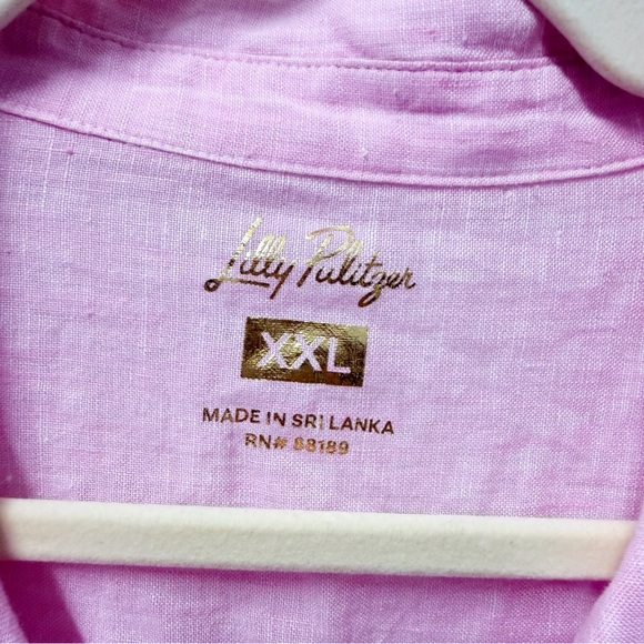 NEW Lily Pulitzer Pink Long Sleeve Button Down Linen Shirt XXL NWOT - Picture 2 of 4